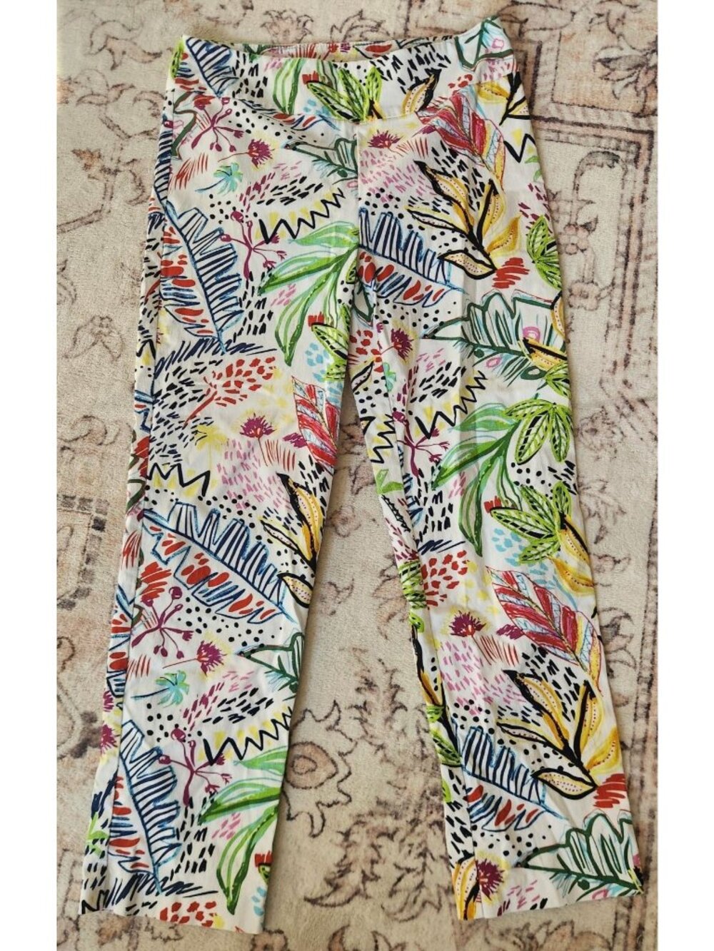 Joseph Ribkoff Women's Sz. 10 Lydia Bright Tropical Print Pants